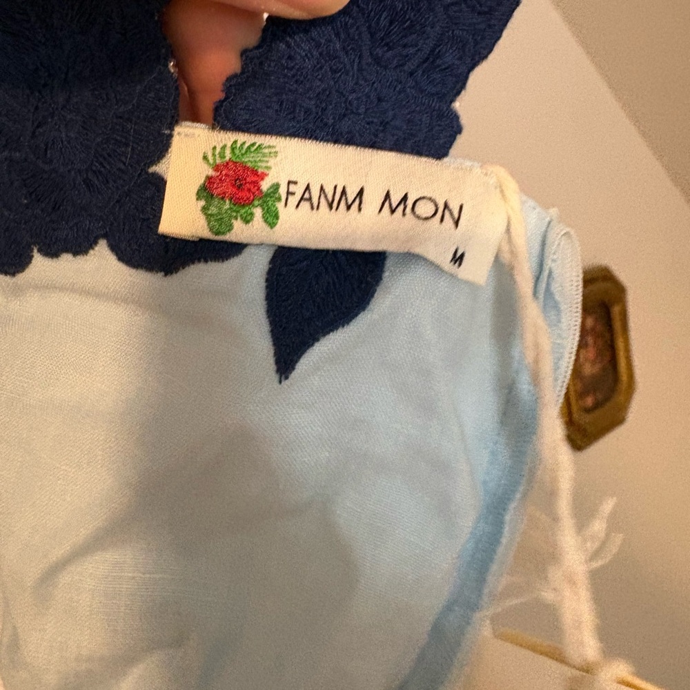 Fanm Mon Sky Blue Dress with Dark Blue Embroidery
